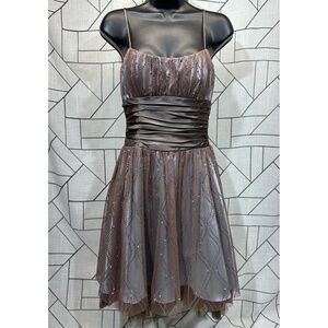 Y2K Morgan And Co Womens Brown Baby Blue Cocktail Homecoming Dress Size 5/6 Hoco